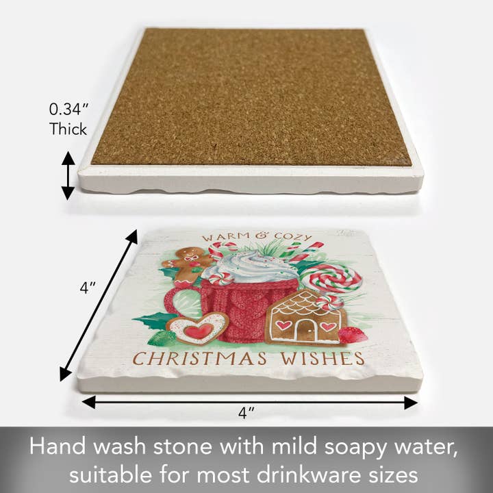 CounterArt/Highland Home/Thirstystone/CoasterStone – Engroshandel Bordskånere – Juleønsker enkelt absorberende fliseunderlag