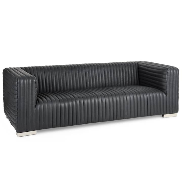 Ricciardo zwarte leren driezitsbank voor wholesale door LOOMLAN