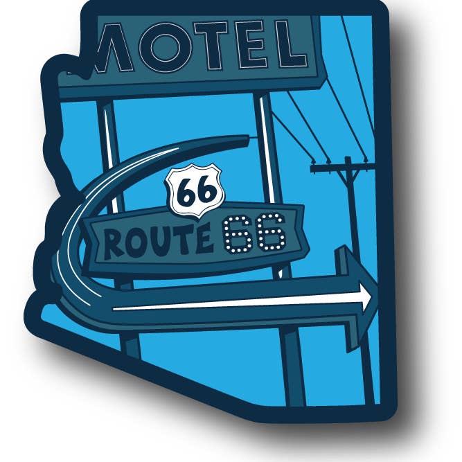 ENSEIGNE ROUTE 66 MOTEL | Écusson de 1,75 po x 2 po pour la vente par Blues, Desert & Soul
