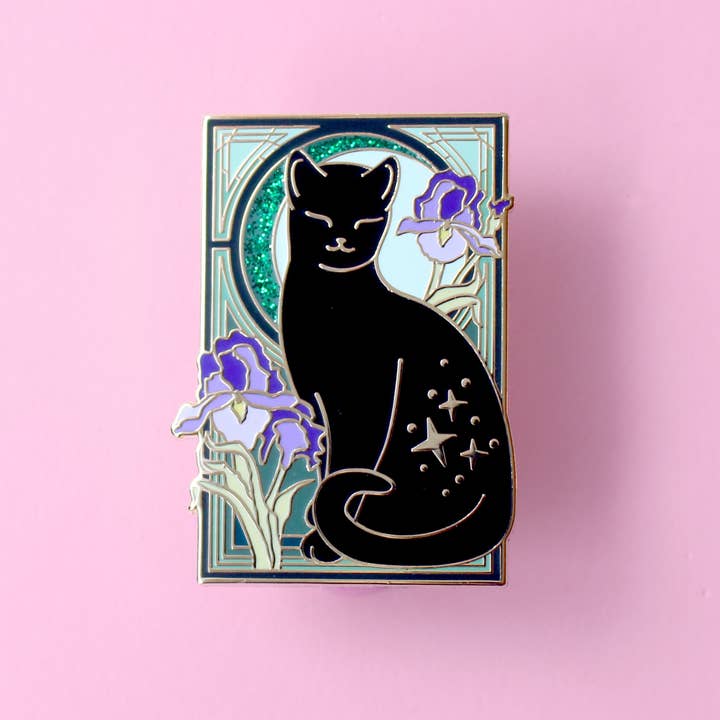 Glitter Punk - Wholesale Lapel Pin/Button - Iris Cat – Art Nouveau Collection3