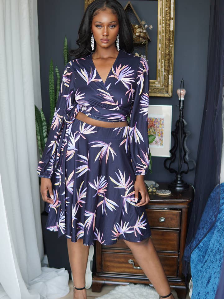 Nina Cheyenne Apparel - Wholesale Top & Skirt Set - Women's - Nora Blossom Print Skirt Set