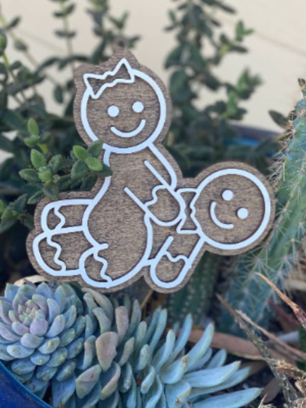 Naughty Faux-Gingerbread Wooden Ornament for wholesale by BUBBLEHEAD INK