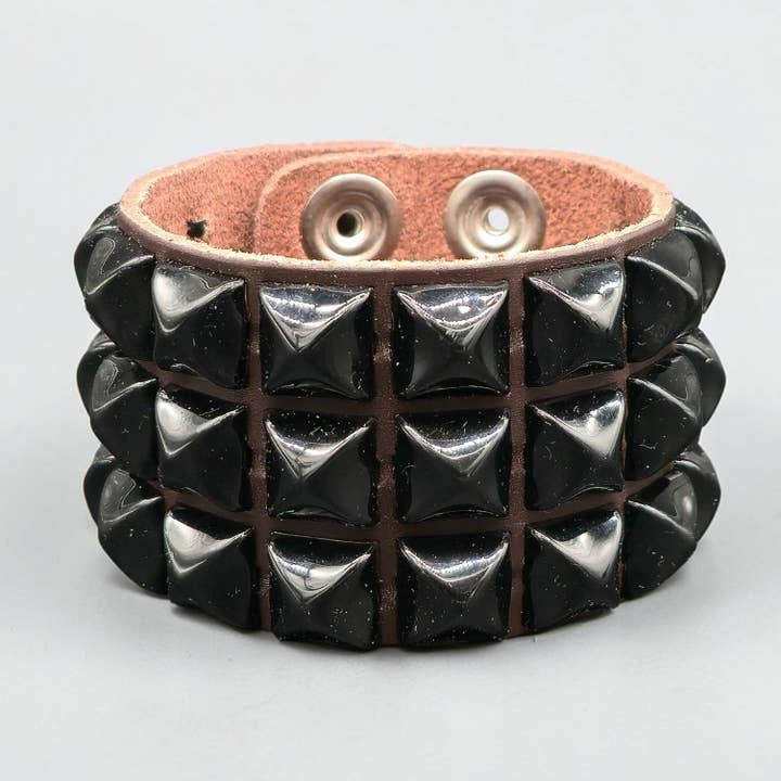 BC127BRN-BS BRUN LÆDER SORT NITTET ARMBÅND for engroshandel hos Funk Plus