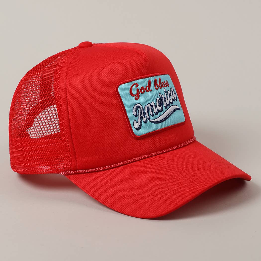 Fashion City - Vendita all'ingrosso Cappellino  da camionista - Unisex - Cappello in Schiuma con Toppa Ricamata "God Bless America"8