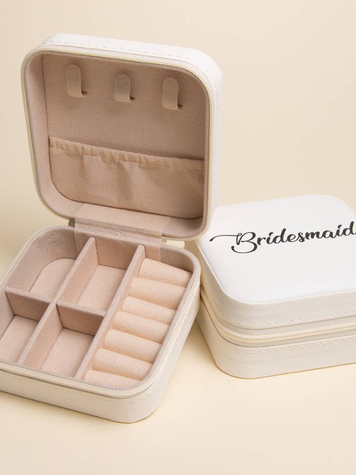 "Bridesmaid" Printed Jewelry Box with Multiple Compartments for wholesale by SP Sophia Collection