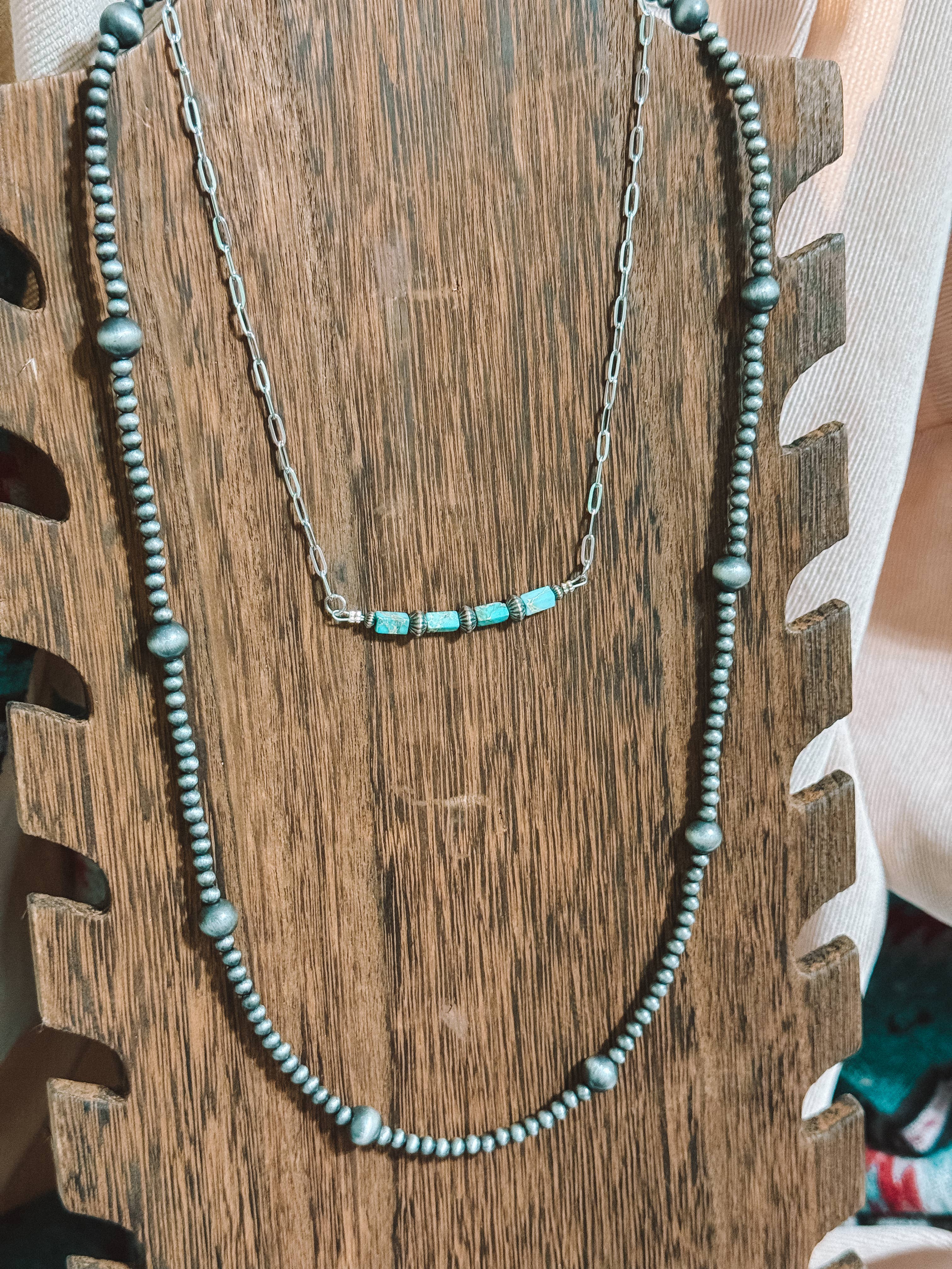 Flying A Designs - Wholesale Beaded/Pearl Necklace - Western Faux Silver Navajo Pearl 4mm 8mm Necklace1