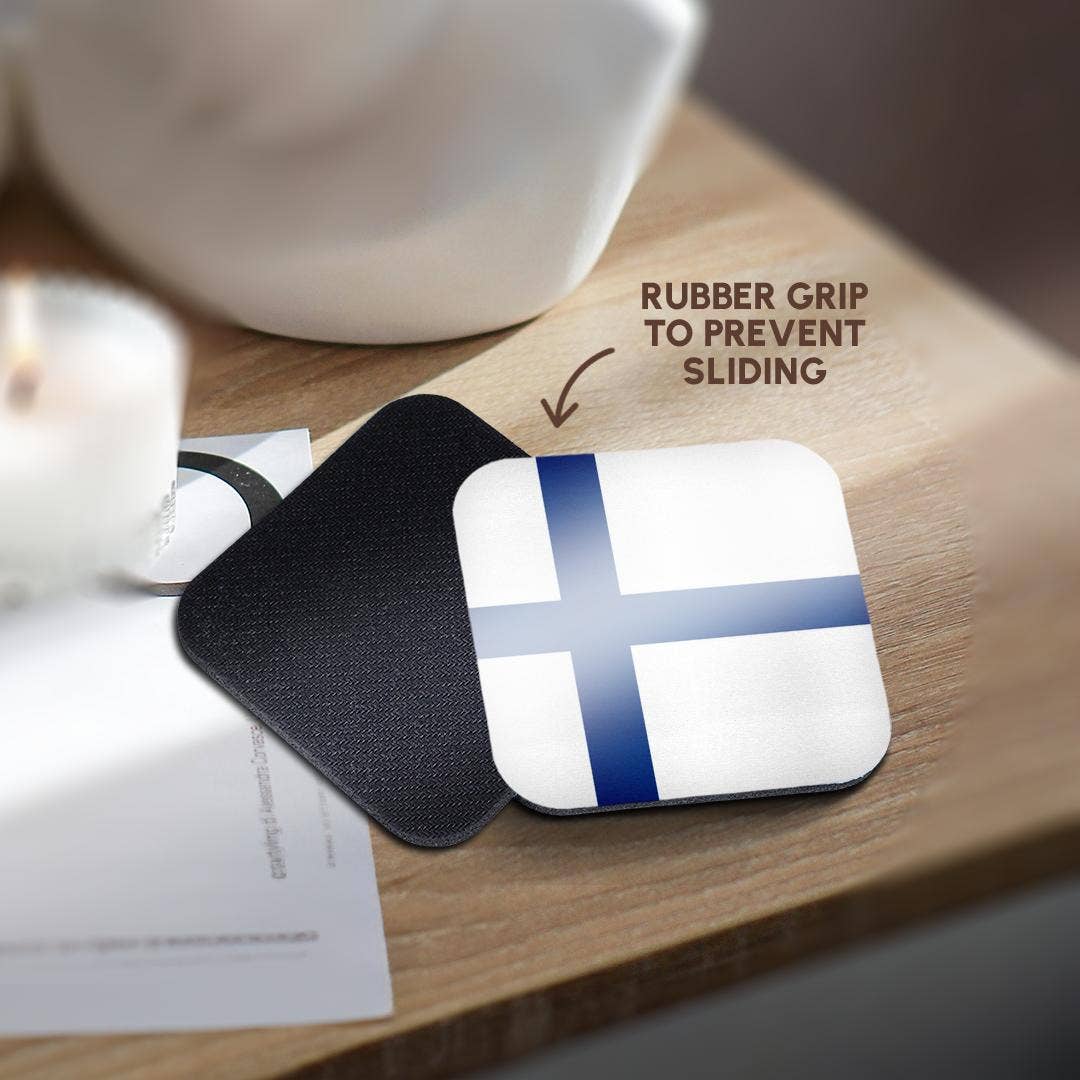 3dRose – Großhandel Untersetzer – 3dRose, Flagge von Finnland - Finnisches blaues Nordisches Kreuz auf weiß - Skandinavisches Kreuz - Europa Skandinavien Welt, Untersetzer10