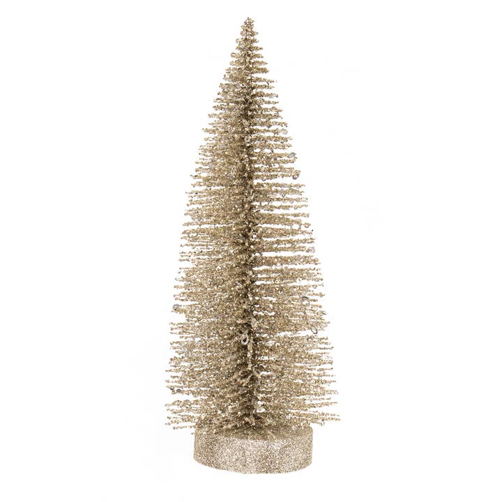 Saybrook Lane - Wholesale Christmas Decoration - Silver Sparkle Bottle Brush Tree, 10"