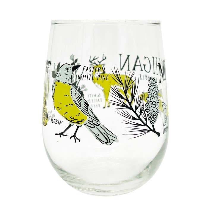 City Bird – wholesale Wine glass – Michigan State Symbols Wine Glass
