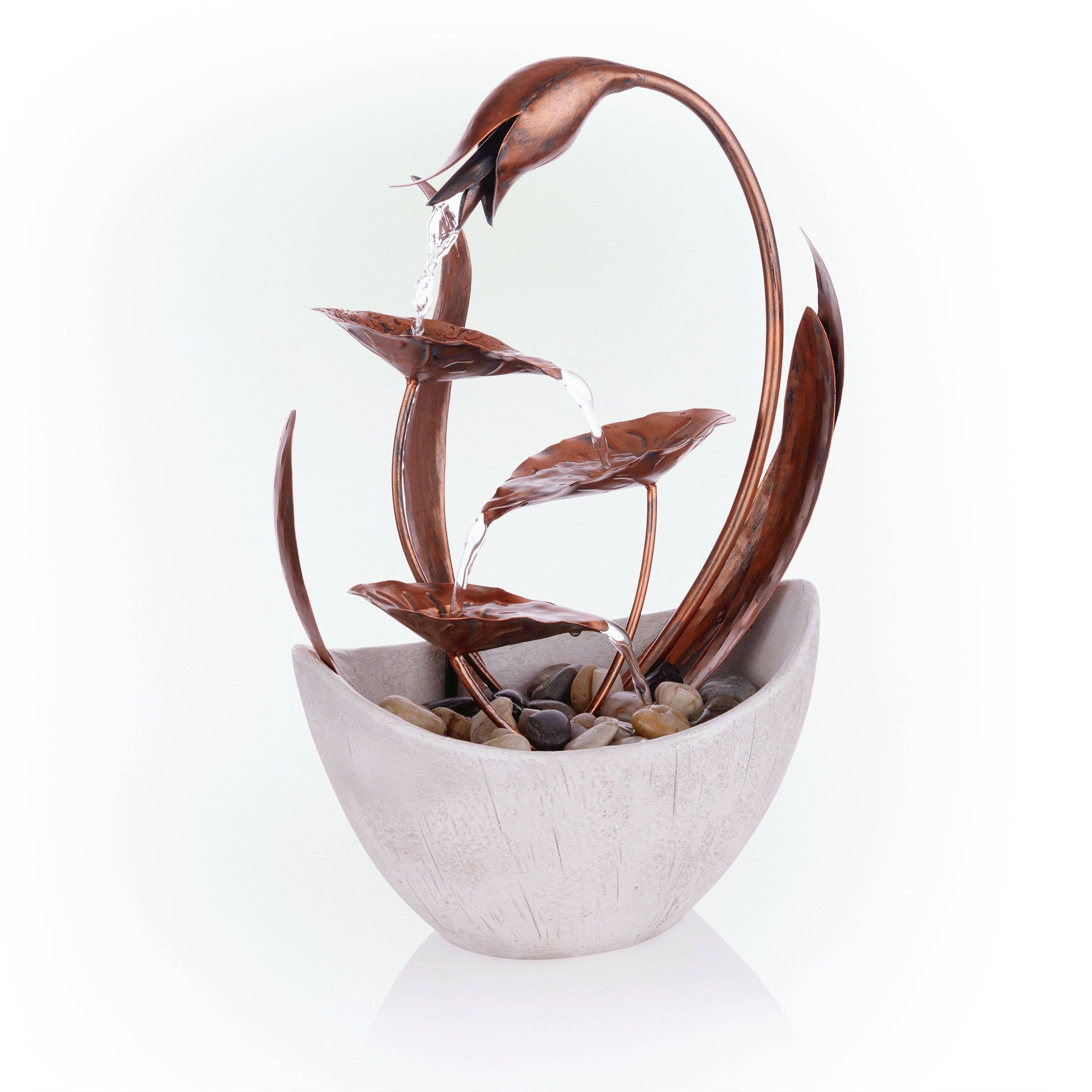 Alpine Corporation - Wholesale Decorative Tabletop Object - Alpine Corporation Metal Floral Leaf  Multi-tier Tabletop2