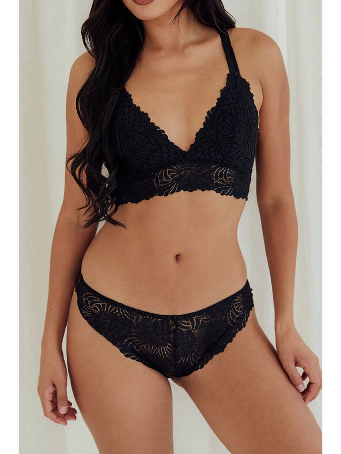 Best Underwear Line - Wholesale Bralette - Women's - Youmita Floral Lace Wire-free Comfort Bralette-YM-90025-BLT16