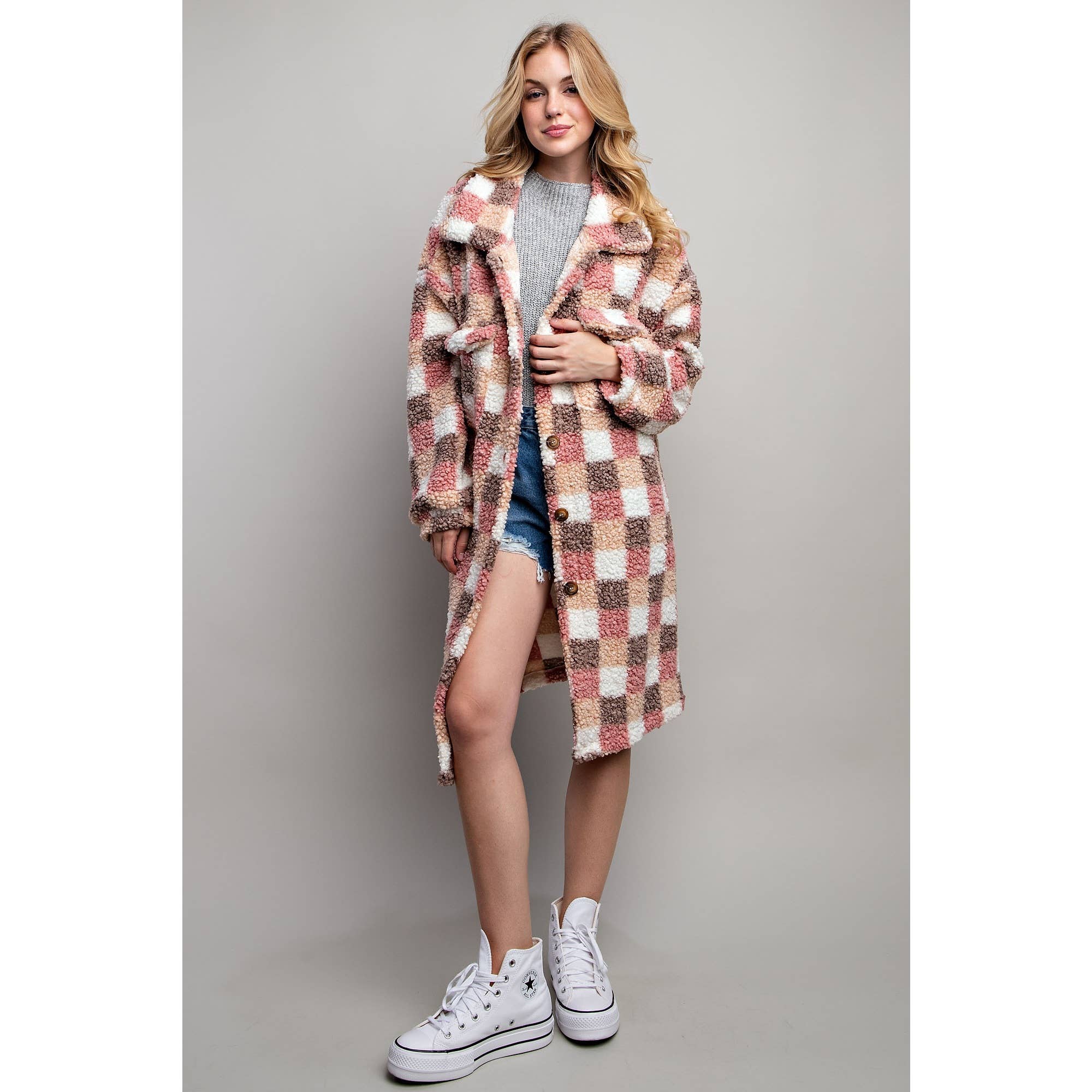 Sweet Generis – Engroshandel Jakke - Dame – PLAID TEDDY OVERSIZE JAKKE18