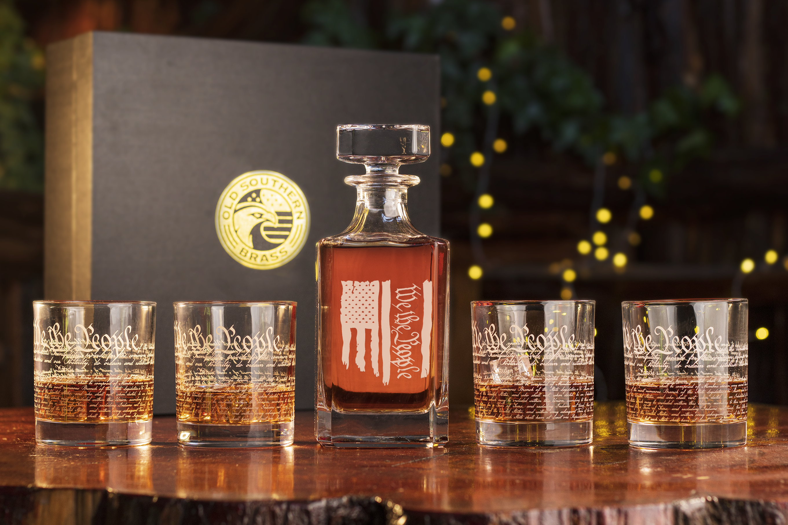 Old Southern Brass - Wholesale Decanter - We The People American Flag Decanter Whiskey Glass Gift Set1