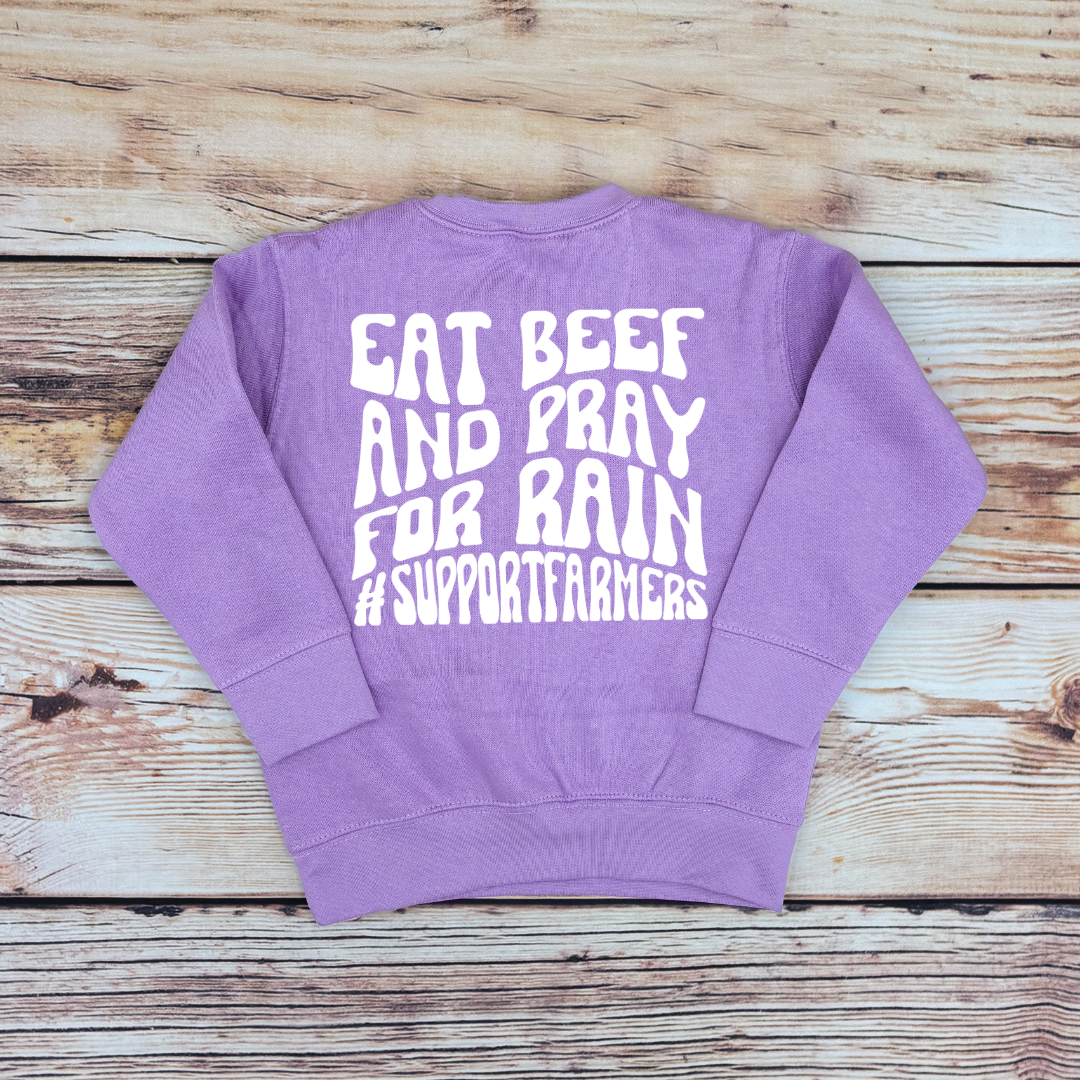 Sage & Soil - Vendita all'ingrosso Felpa - Bambini - Mangia manzo e prega per la pioggia maglia girocollo per bambini3