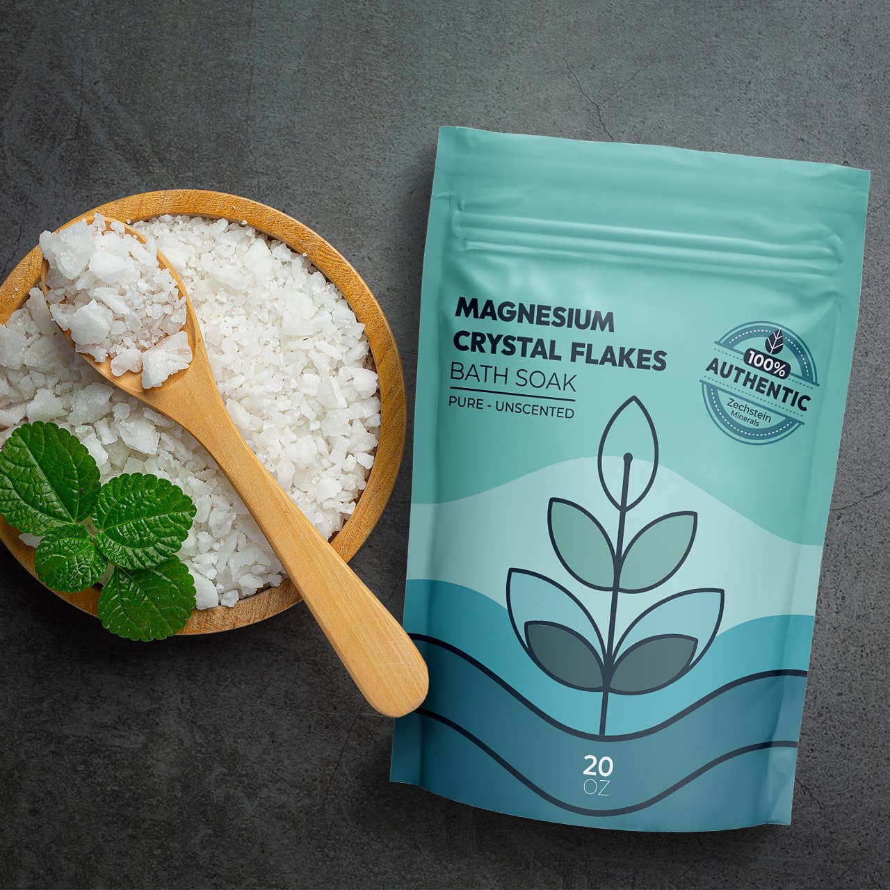 The Midwest Sea Salt Company – wholesale Badsalt – Magnesiumkristallflingor Mineralbad - 20 oz0