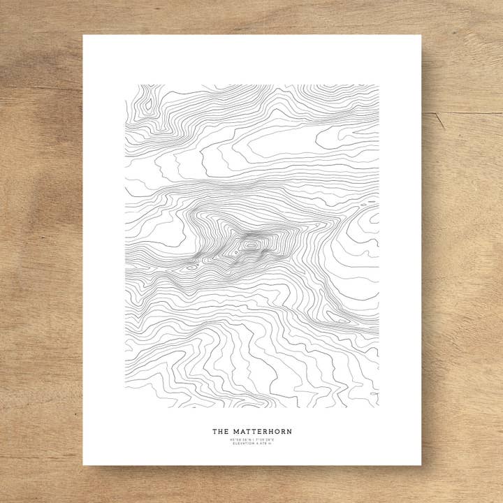 The Matterhorn, Switzerland Topographic Map Art Poster Print for wholesale by Topographia Design