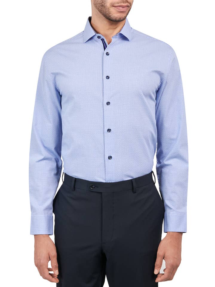 Men's Gingham with Dot Shirt for wholesale by Michelsons of London