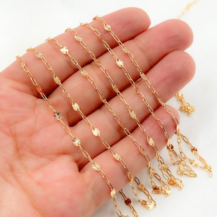 Jewels & Chains - Wholesale Link & Chain Necklace - V227GF. 14k Gold Filled Paperclip & Diamond Cut Marina Link