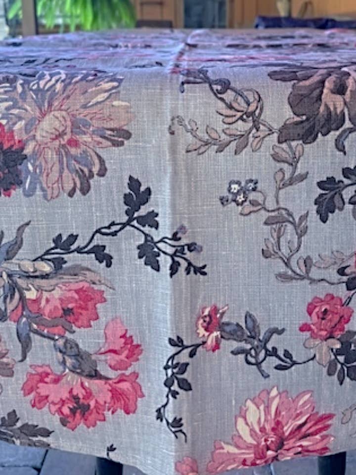 French Linen Tablecloth Yesmine Rose or Blue for wholesale by La Maisonnette