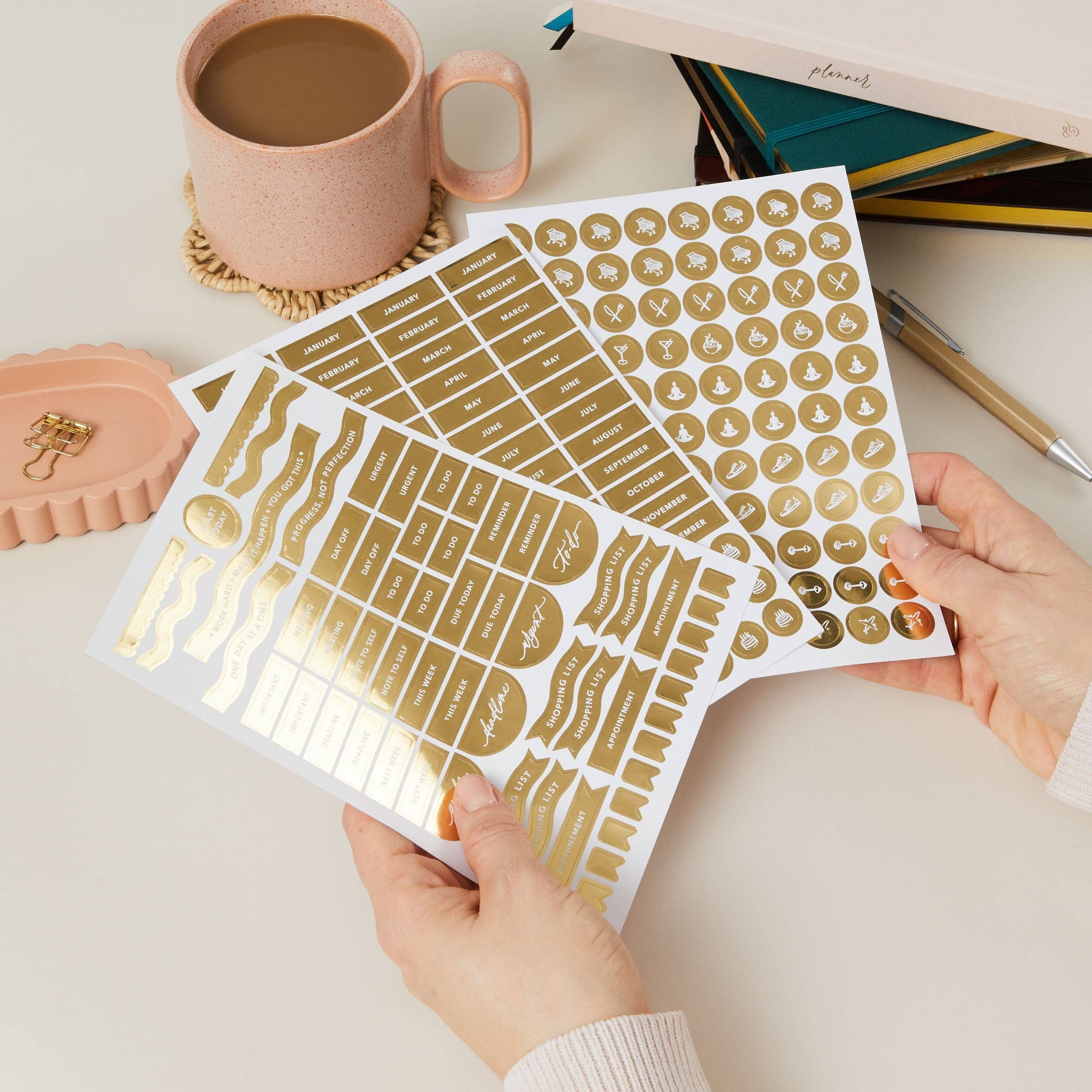 Blush And Gold - Vendita all'ingrosso Planner - Planner settimanale senza data « Juniper » con copertina in tessuto8