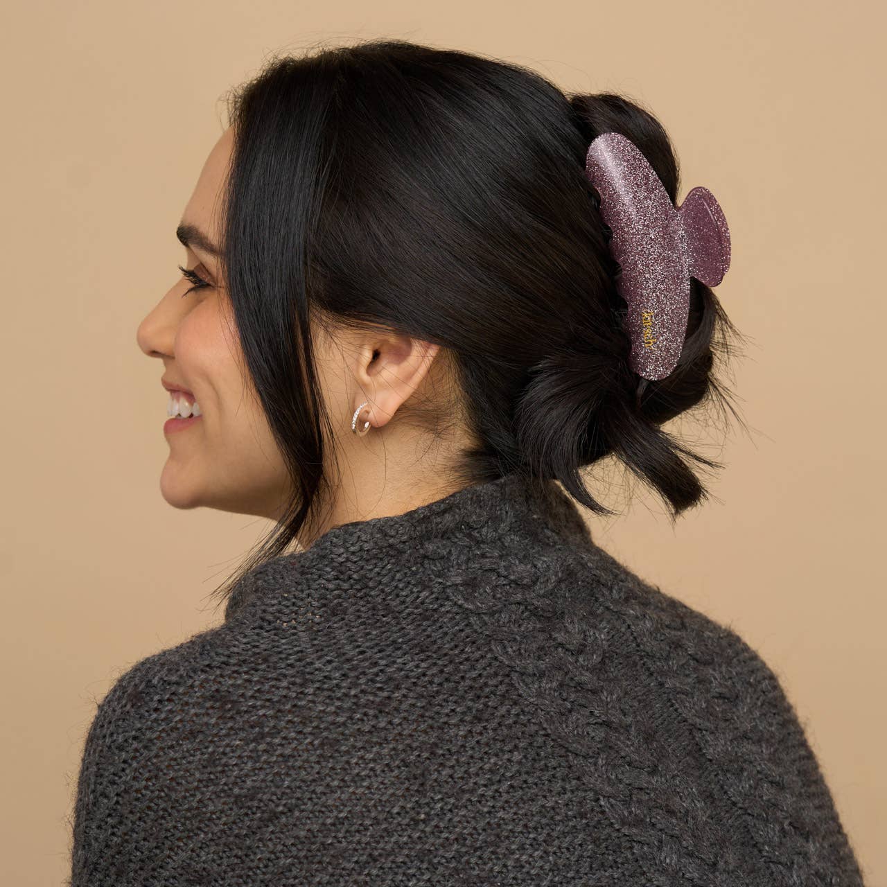 KITSCH - Wholesale Hair Clip - Women's - Holiday Pink Glitter Claw Clip3