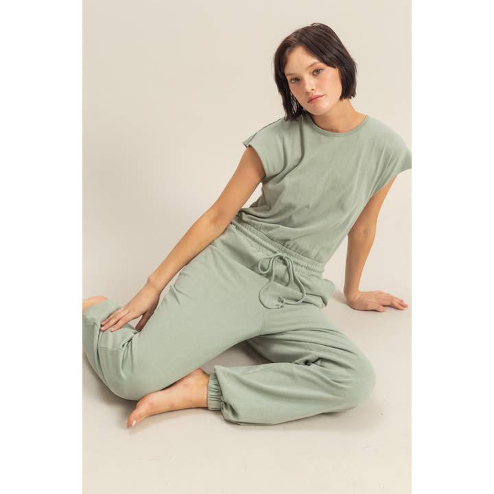 HYFVE - Wholesale Jumpsuit - Women's - DZ24C619-Short Sleeve Casual Jumpsuit