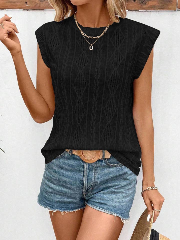 Suhkasana - Wholesale Blouse - Women's - Women's Jacquard Sleeveless Top – Casual Summer Tank Blouse0