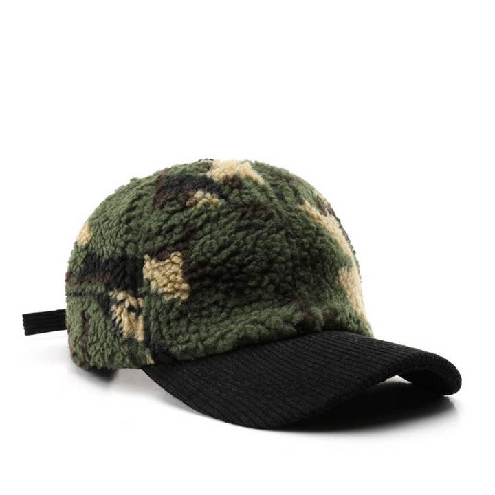 ACCITY - Wholesale Baseball Cap - Unisex - Winter Colorblock Fleece Camo Baseball Cap_CWAH2171