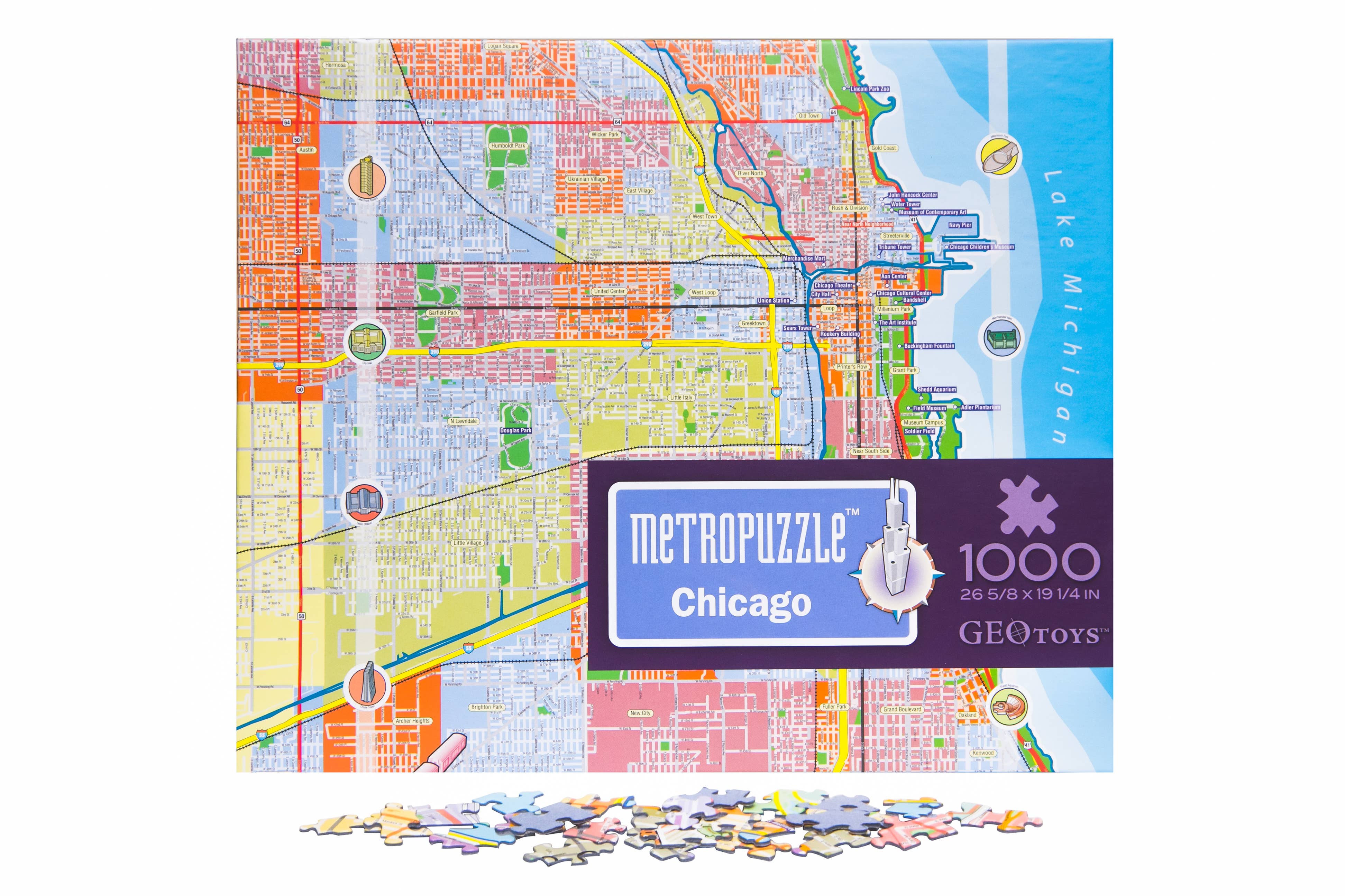 Geotoys - Wholesale Puzzle - Kids - Geotoys 1000 piece MetroPuzzle - Chicago Jigsaw Puzzle1