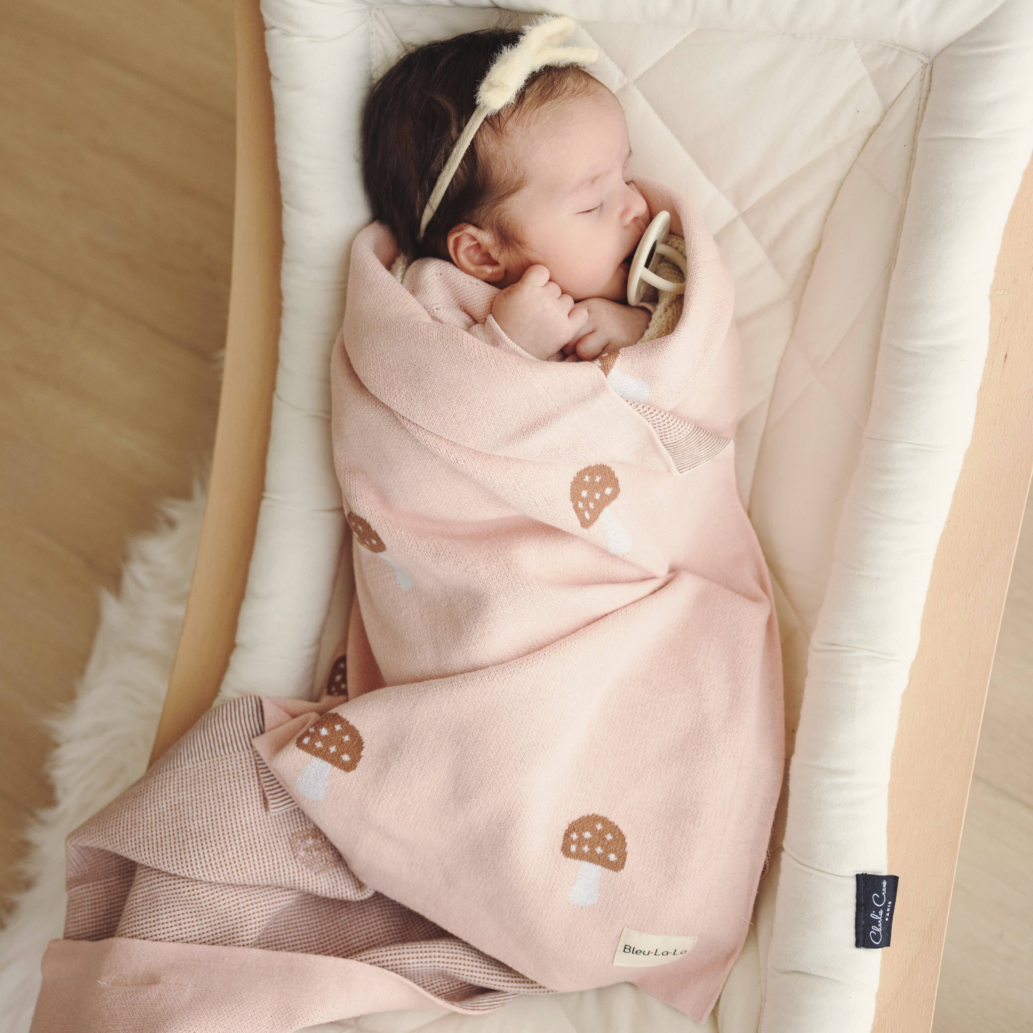 Bleu La La - Wholesale Receiving blanket – Baby - 100% Luxury Cotton Swaddle Receiving Baby Blanket - Mushroom10
