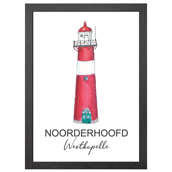 Poster A2 Phare Noorderhoofd Westkapelle dans le cadre pour la vente par JOYIN