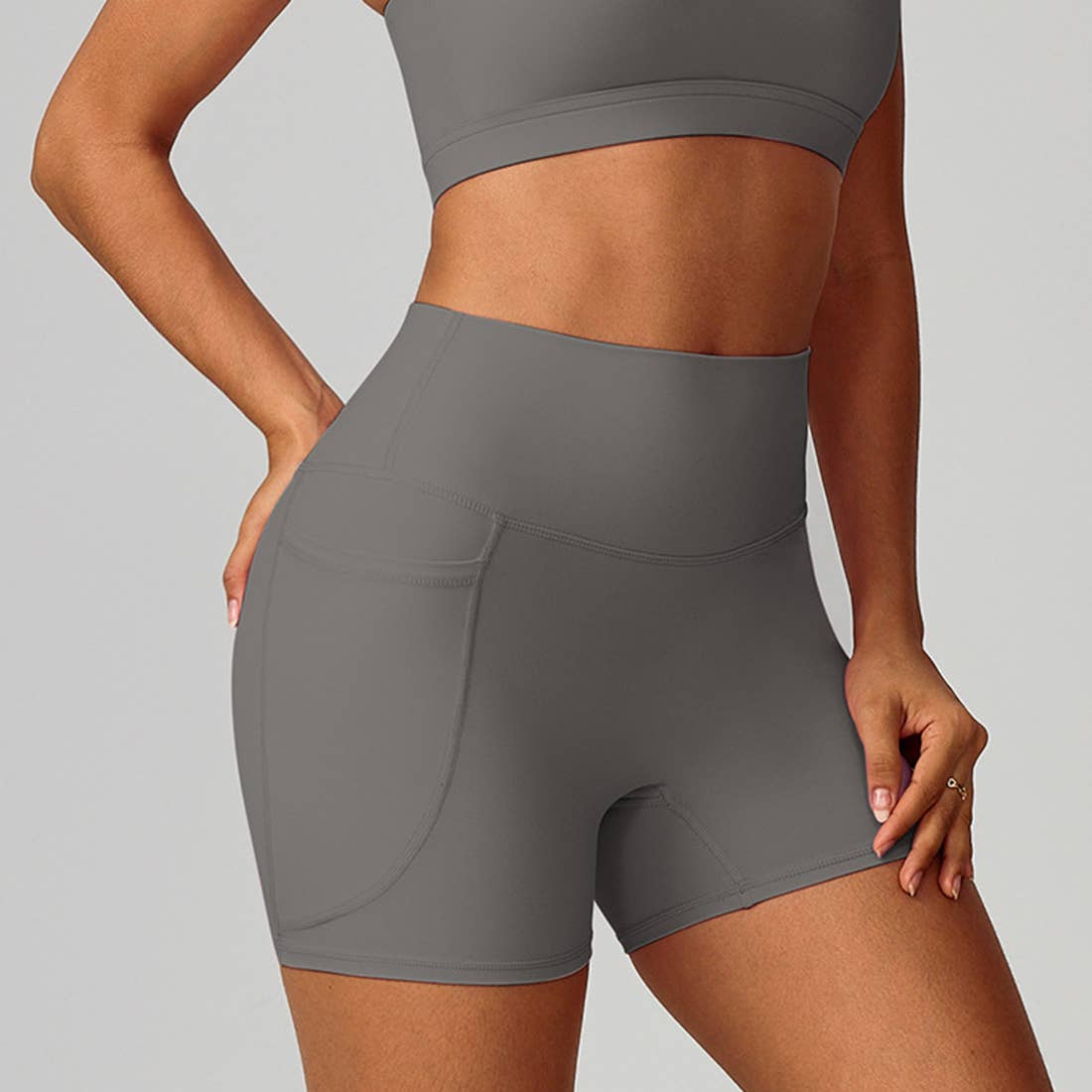 Sodalemon - Wholesale Athletic Shorts - Women's - Women High-Waist Quick-Dry Pocket Yoga Shorts8