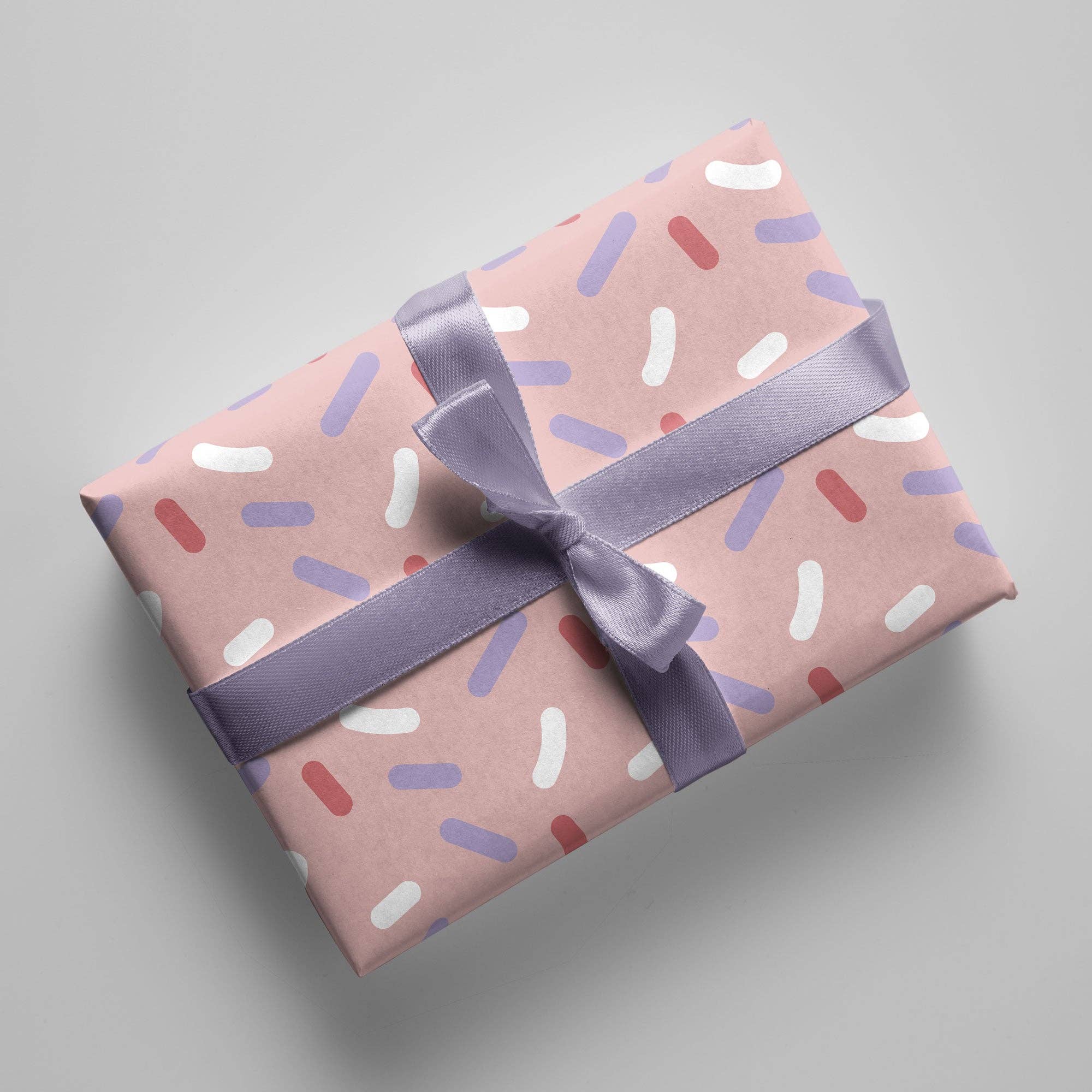 Naturbedacht - Wholesale Flat Wrap - Wrapping paper - Confetti - Pink background - No. 2452