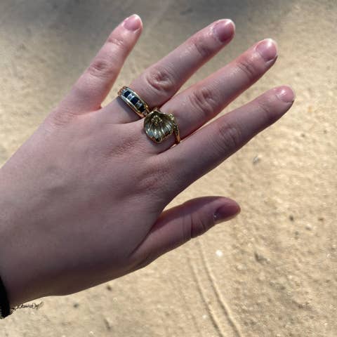 Bague acier taille unique esprit toi et moi fleur de calla pour la vente par Bijoux 7bis