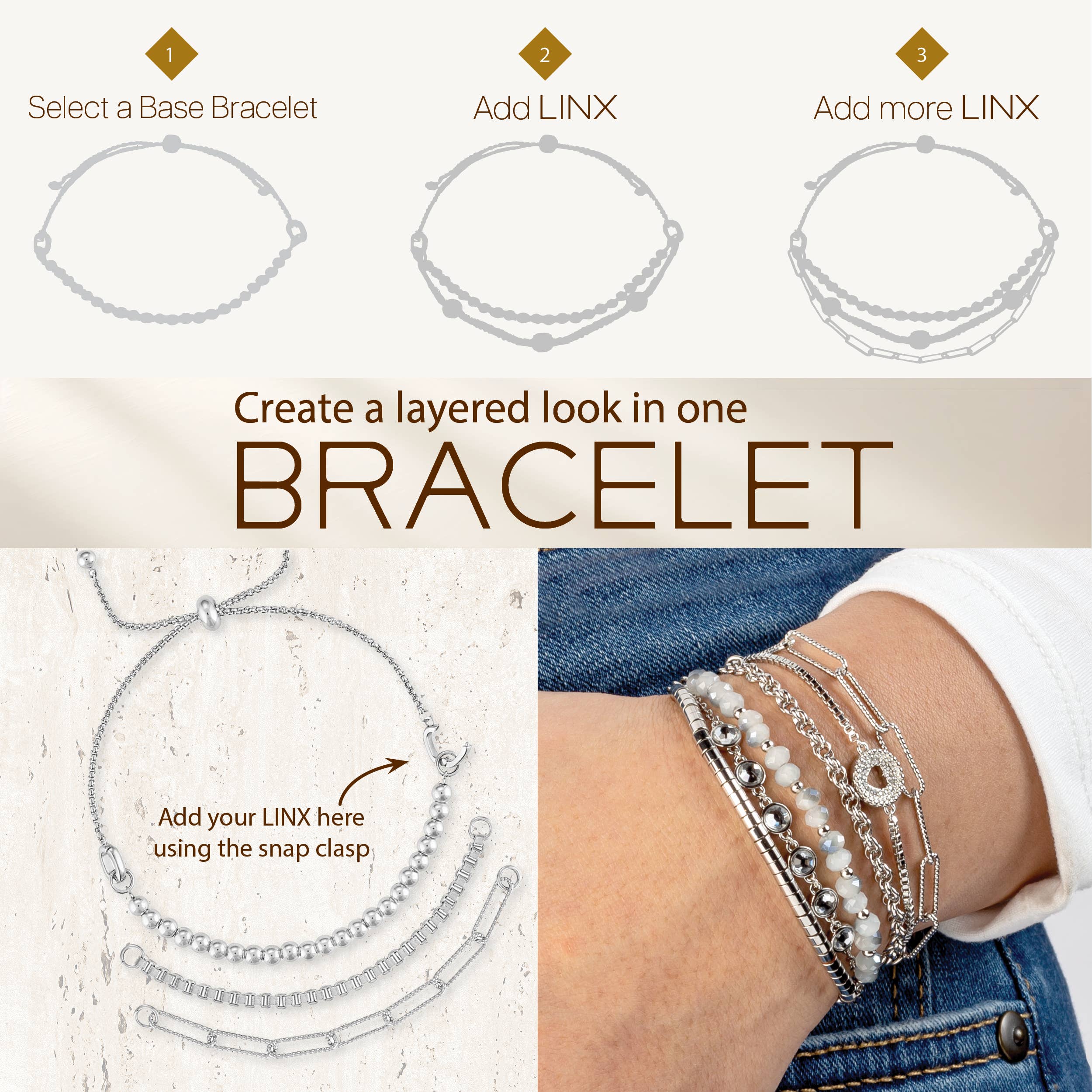 Center Court - Wholesale Link & Chain Bracelet - LINX: Base Bracelet Silver Gray Facet1