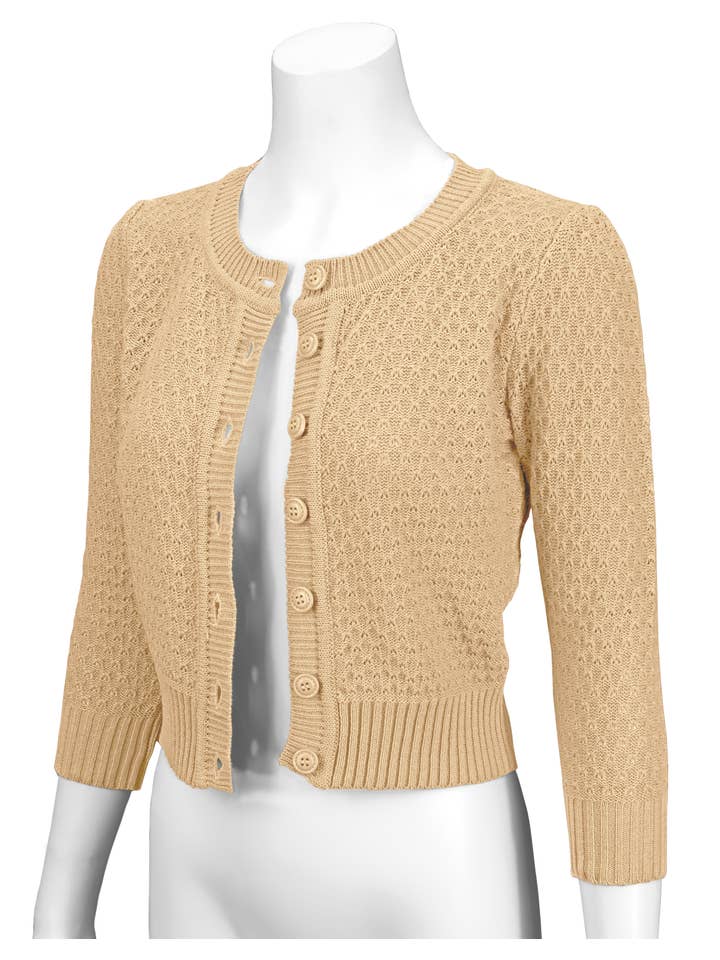 Mak – wholesale Cardigan – Women’s – 3/4 Sleeve Crewneck Knit Plus Size Cardigan Sweater MK3514PL80