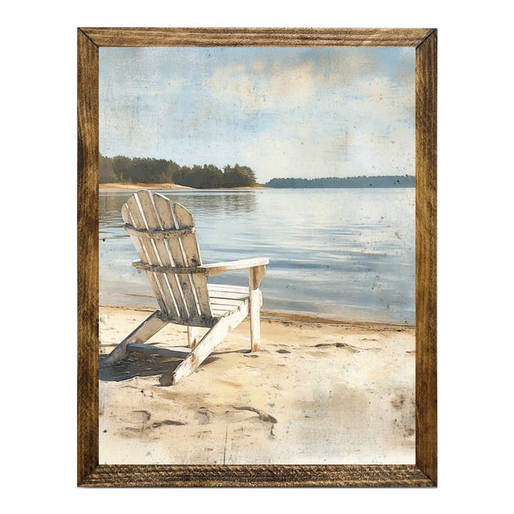 TIMBERLAND FRAME ADIRONDACK CHAIR ON PEACEFUL LAKE SHORE for wholesale by Jarmz Designs
