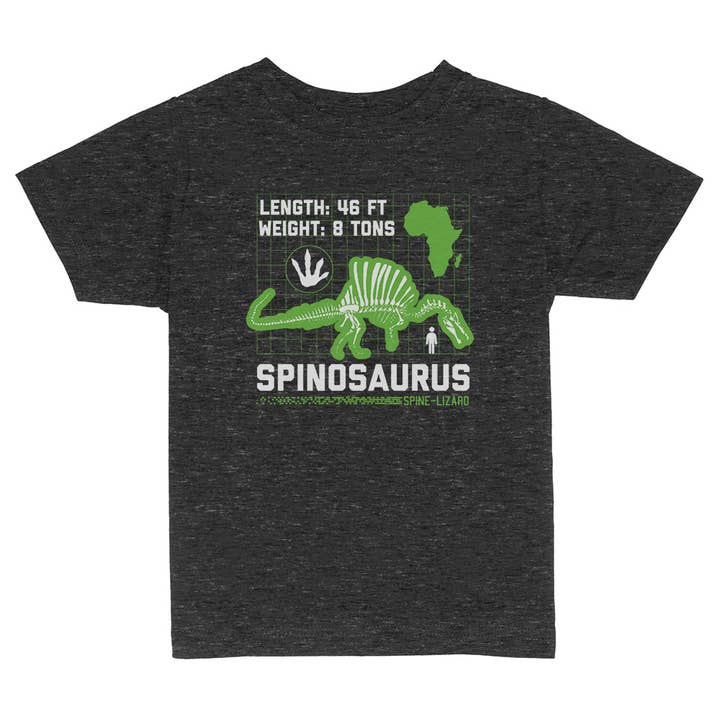 Itsy Bitsy Bella Co - Wholesale Screen Printed T-Shirt - Kids - Spinosaurus Dinosaur Facts Toddler and Youth Shirt1
