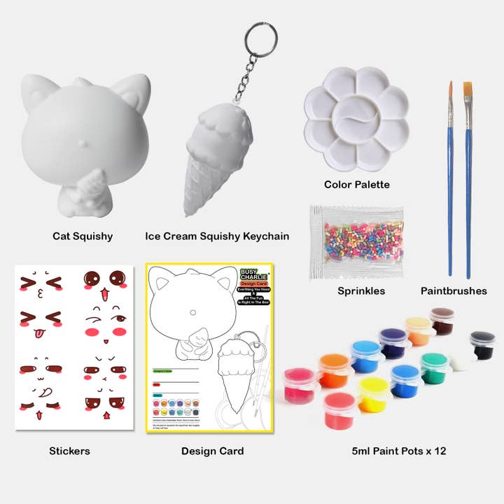 Busy Charlie LLC - Wholesale DIY Craft Kit - Kids - Squishy Painting Kit - Sweet Cat Squishy Maker2