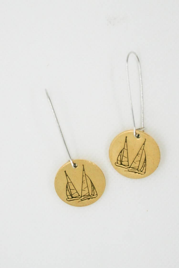 Vanessa Piche - Wholesale Dangle Earrings - Sailboat Earrings Gold and Silver Long Wire0