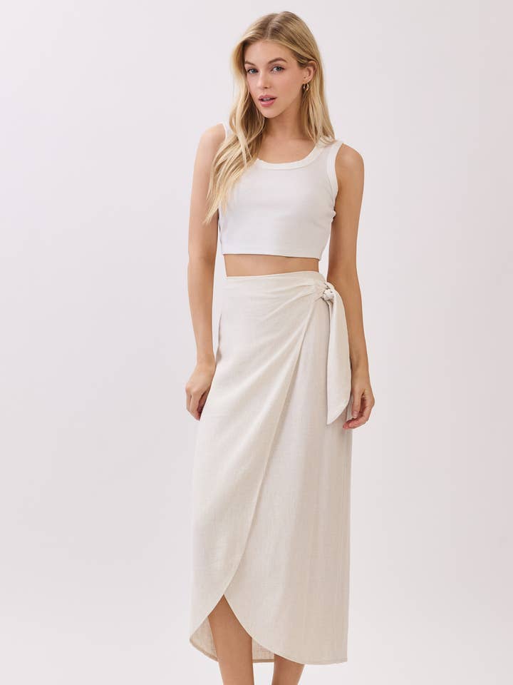 SIDE TIE WRAP MIDI SKIRT - VNS80148E for wholesale by Final Touch