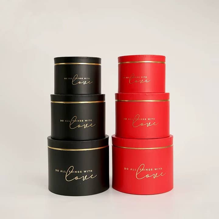 Elegant Design Supply - Wholesale Gift Box - Gold Rim Round Flower Gift Box4