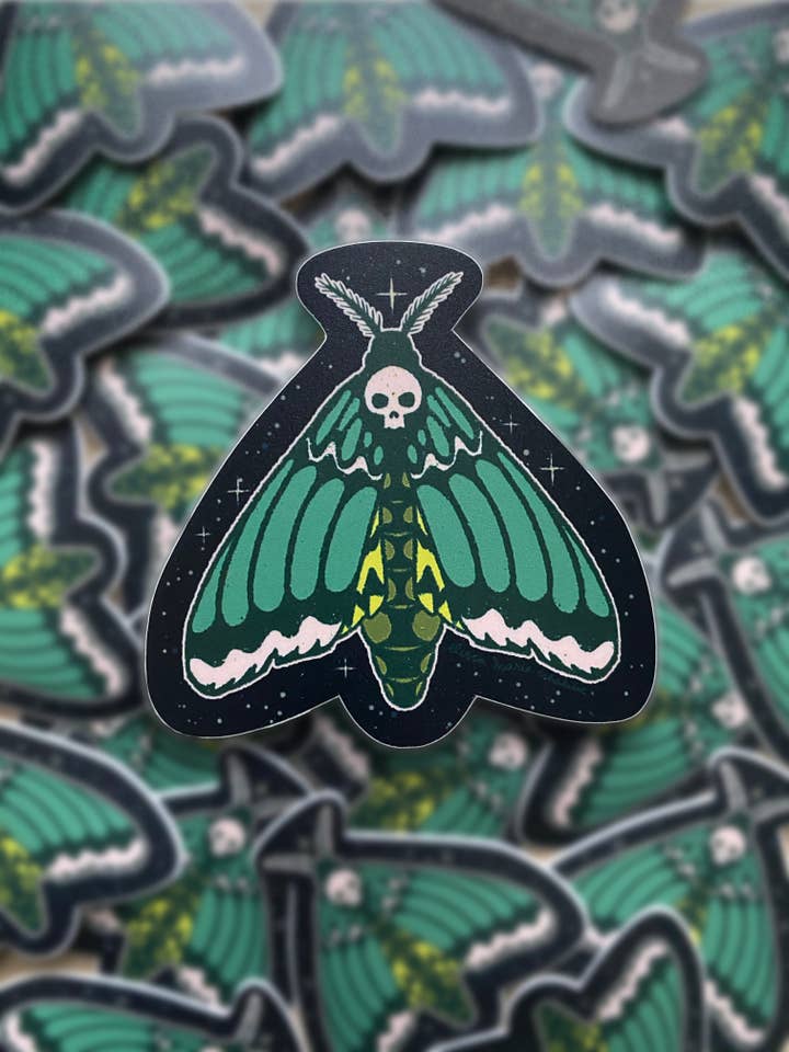 Death Moth Matte Sticker | witchy | skull | botanical for wholesale by Elissa Marie Creative