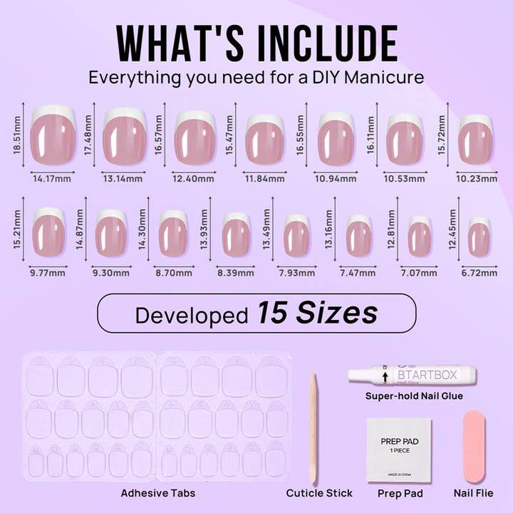 BTArtboxnails - Wholesale Press-On/Fake Nails - Glazed French Press On Nails - Square Fake Nails for Women4