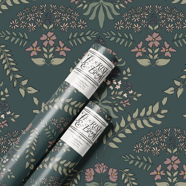 Floral Damask Wrapping Paper Roll for wholesale by Flourish & Bloom Studio