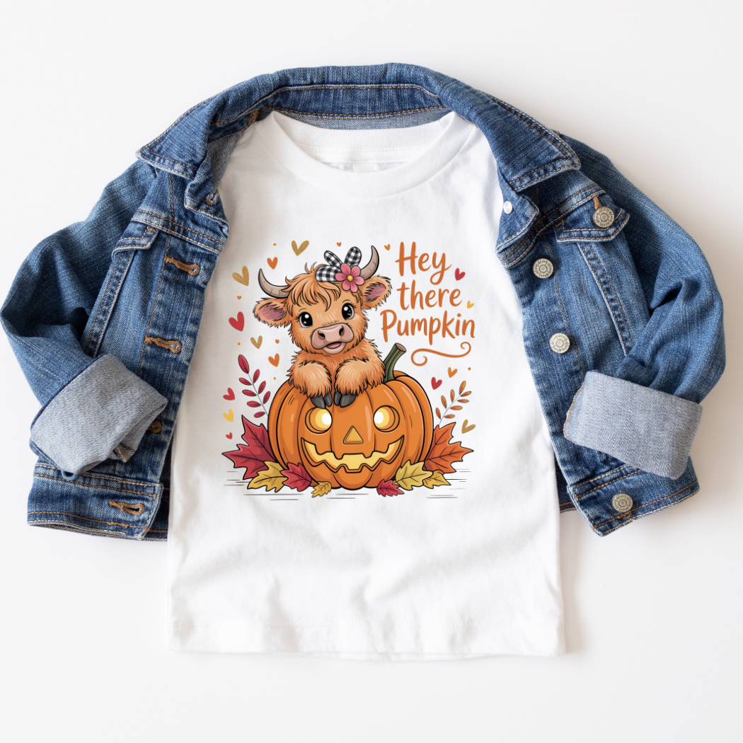 Mama and Littles Apparel - Wholesale Screen Printed T-Shirt - Kids - Hey There Pumpkin Fall Youth Halloween Graphic Tee0
