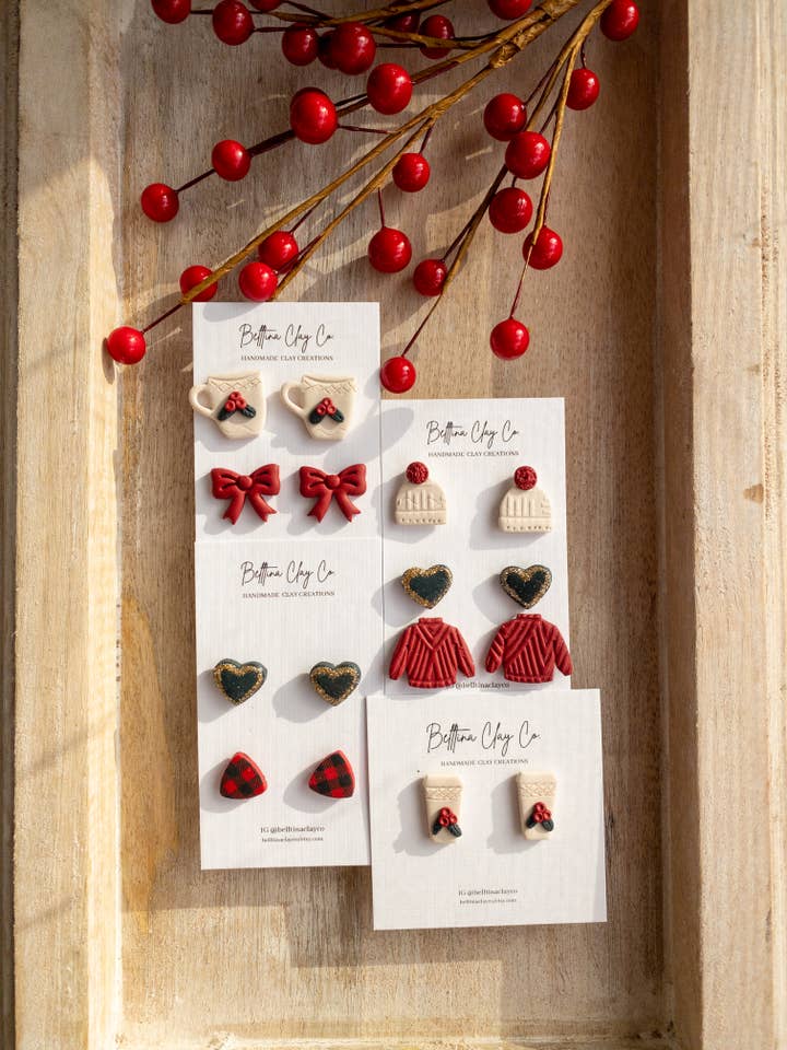 Christmas Earrings | Classic for wholesale by Belltina Clay Co.