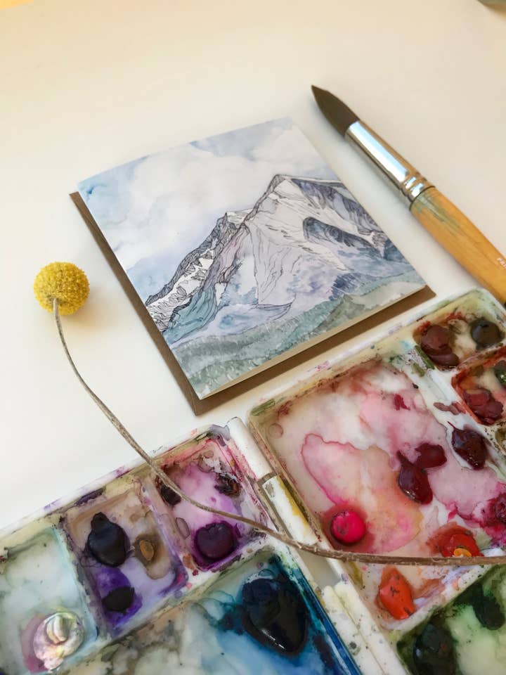 Biglietto di auguri ad acquerello Spring on Mount Sopris per la vendita all'ingrosso da parte di Argus Art Studio