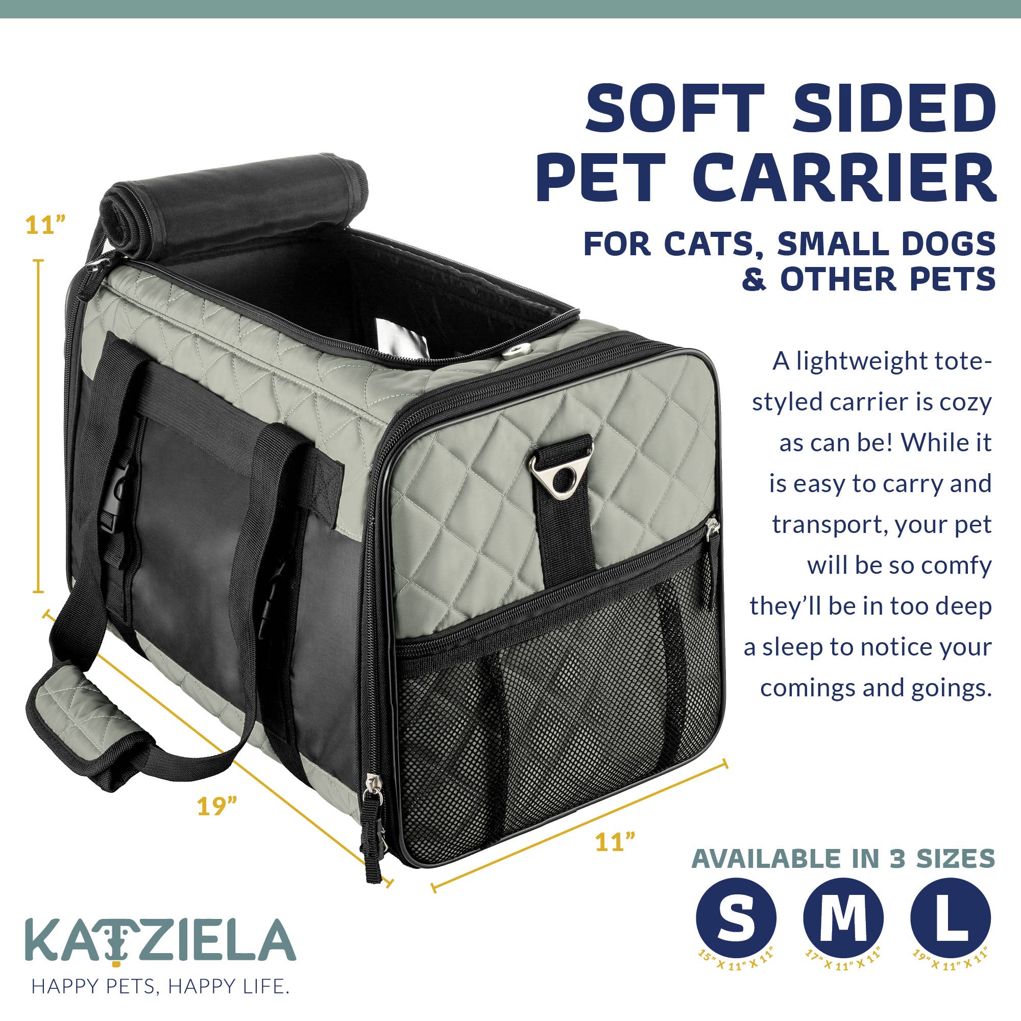 Katziela - Wholesale Pet Carrier - Cat/Dog - Airline Approved Quilited Companion Cat & Dog Carrier Gray6
