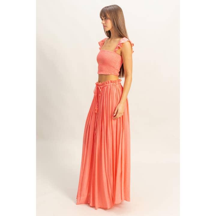 HYFVE - Wholesale Top & Skirt Set - Women's - HF25E051-SET-Smocked Sleeveless Top And Maxi Skirt Set